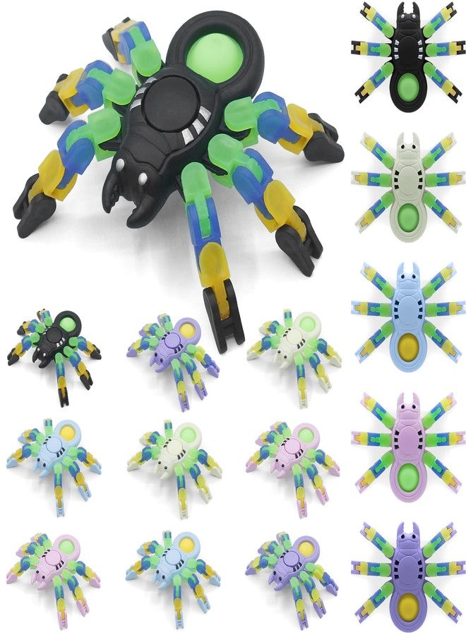 LENDOD Halloween Spider Transformable Fidget Toys - Halloween Party Favors Bulk for Kids and Adults, Glow in The Dark, Halloween Treat Bags Gifts, Pop Sensory Fidget Toys & Home Party Decor-15PCS - Image 1